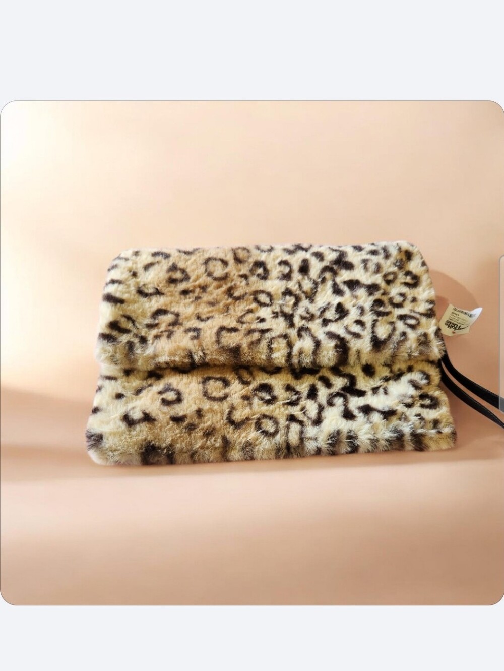 Charlotte Russe Leopard Faux-Fur Foldover Clutch - Beige Brown